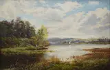 River landscape by Henry Peach, oil on canvas, sold Feb 2025