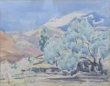 Continental landscape by J. W. Wyllie, 1936, watercolour, offered Feb 2025