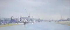 Harbour view by Anthony Cooke, oil on board, offered Feb 2025