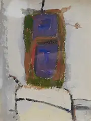 Abstract composition, Portrait by Clifford Fishwick, mixed media on paper, sold Feb 2025