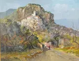 Neapolitan landscape with villas by Vincenzo Laricchia, oil on canvas, sold Feb 2025