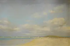 Beach scene by Paul Brown, oil on canvas, sold Feb 2025