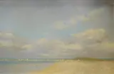 Beach scene by Paul Brown, oil on canvas, sold Feb 2025