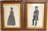 Full length studies of a lady and gentleman by Henry Albert Frith, 1847, watercolor, sold Feb 2025