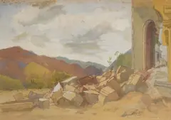 Ruins of Hafod by Dorothy Josephine Coke, watercolour, sold Feb 2025