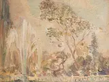 Fountain, Kensington Gardens by Marian Kratochwil, oil on board, sold Jan 2025