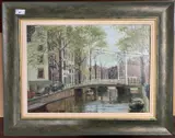 Amsterdam by Bennett Oates, oil on board, offered Aug 2025