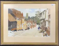 Street scene view by John Yardley, watercolour, sold Aug 2025