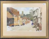 Street scene view by John Yardley, watercolour, sold Aug 2025