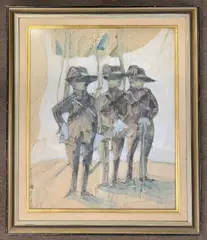 Trio of soldiers by Robert Andrew Parker, watercolour and ink, sold Aug 2025