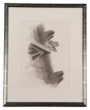 Perched Peregine Falcon preens the tail feathers by Bruce Pearson, watercolour, sold Aug 2025