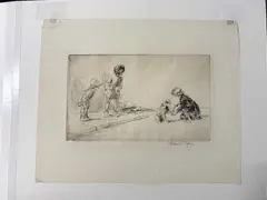 The Hurt Paw by Eileen Soper, etching, sold Aug 2025