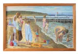 Lowestoft beach scene by John Reay, oil on board, sold Jul 2025