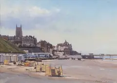 Cromer beach by Raymond Leech, oil on board, sold Jul 2025