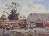 Farmland by Geoffrey Chatten, oil on board, offered Jul 2025