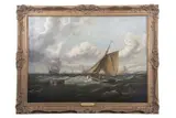 Fishing Boats and Man-o by John Moore of Ipswich, oil on canvas, sold Jul 2025
