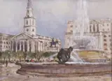 Trafalgar Square by Owen Waters, oil on board, sold Jul 2025