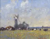 Berney Arms by Geoffrey Chatten, oil on board, sold Jul 2025