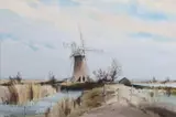 A Norfolk Mill by Leslie Lh Moore, watercolour, sold Jul 2025