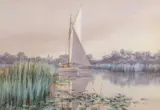 Evening South Walsham Dyke by Stephen John Batchelder, watercolour, sold Jul 2025