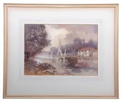 Sailing boats on a Norfolk waters by Frank Southgate, watercolour, sold Jul 2025