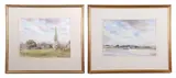 Cricketers at the Norwich Cathedral grounds together with by Mary Gundry, watercolor, sold Jul 2025