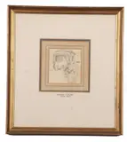 8x9cm by James Stark, Pencil study of a figure stood alongside a carriage, offered Jul 2025