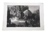 British transports and artilliary at Le Mans WWI by Gerald Spencer Pryse, lithograph, sold Jul 2025