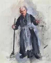 The Sacristan, Act 1 Tosca by John Macfarlane, mixed media, sold Dec 2025