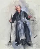 The Sacristan, Act 1 Tosca by John Macfarlane, mixed media, sold Dec 2025