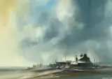 Boats by David Weston, 1975, oil on canvas, sold Dec 2025
