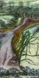 Lake Escarpment and Tree by Alan Salisbury, mixed media on paper, sold Dec 2025