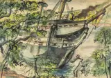 'HMS Conway on the Rocks-Menai by Selwyn Jones, watercolor, sold Dec 2025
