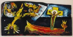 Voyage/Encounter by Tony Goble, oil on wood, sold Nov 2025