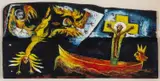 Voyage/Encounter by Tony Goble, oil on wood, sold Nov 2025