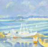 Dusk, Barry Docks by Lewis Allan, oil on board, offered Nov 2025