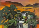 Welsh Landscape by John Elwyn, acrylic on paper, sold Nov 2025