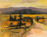 Collapsed Barn by John Elwyn, acrylic on paper, sold Nov 2025