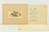 A pen sketch and letter by Thomas Sidney Cooper, 1884, ink on paper, sold Jul 2023