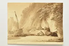 View under the west haul?, plymouth by William Payne, ink, sold Jul 2023