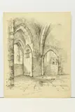 Dungeon, chepstow castle by Sebastian Evans, 1845, pencil on card, sold Jul 2023