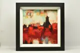 Red depths i by John and Elli Milan, mixed media on board, sold Jul 2023