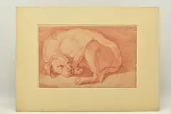 A resting dog by Johann Heinrich Roos, oil, sold Jul 2023