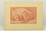 A resting dog by Johann Heinrich Roos, oil, sold Jul 2023