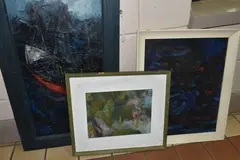 Night harbour by Graham Benton, 1996, oil on board, sold Jul 2023