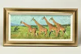 Four giraffes by Rolf Harris, print, sold Jul 2023