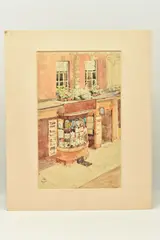 Shop front study by Francis Edward James, watercolour on paper, offered Jun 2023