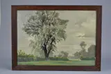 Willow tree by John Alfred Haggis, oil on board, sold Jun 2023