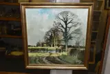 Warwickshire sunlight by John W. Lines, oil on board, sold Jun 2023