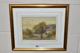 Landscape with cottage by Frank Gresley, watercolour on paper, sold Jun 2023